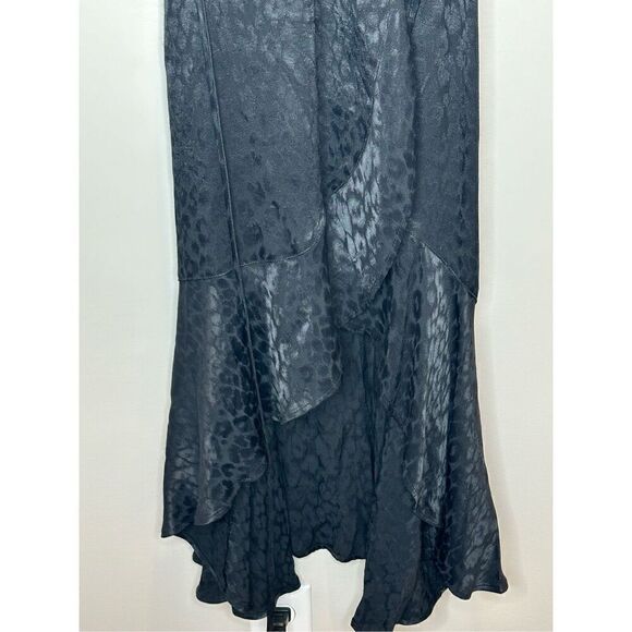 Abercrombie & Fitch Black Leopard Wrap Ruffle Bottom Dress Size Small - Picture 6 of 11